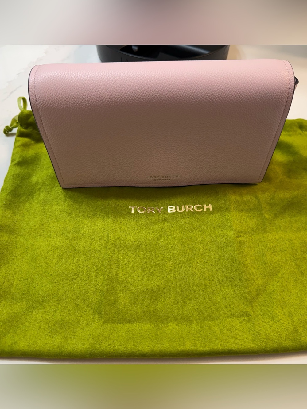 Tory Burch Perry Wallet Crossbody Soft Pink Pebbled Leather Clutch